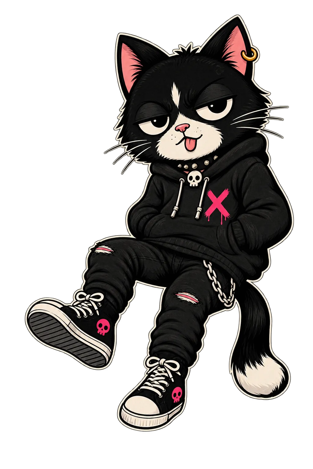 Cat Niko sitting casually above the footer